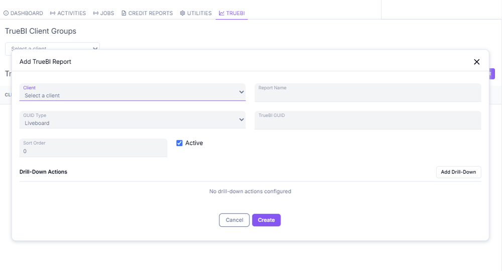 Add TrueBI Report