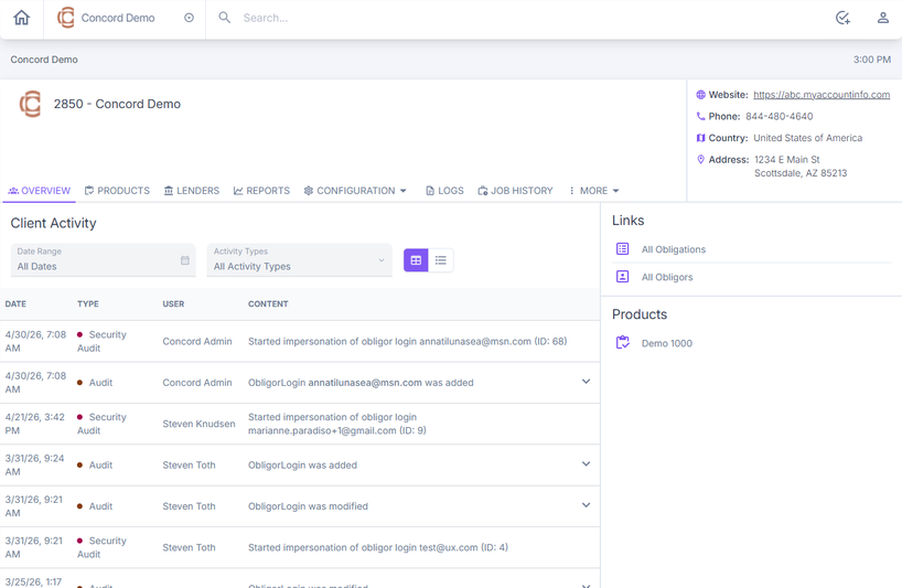 Client page