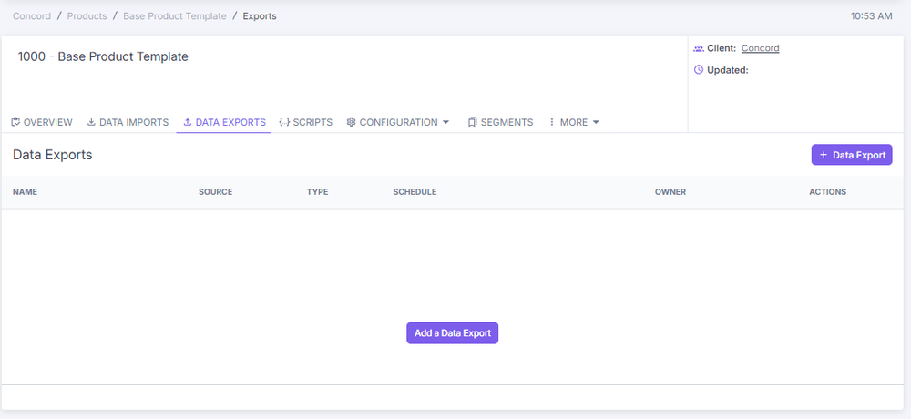 Data Exports tab