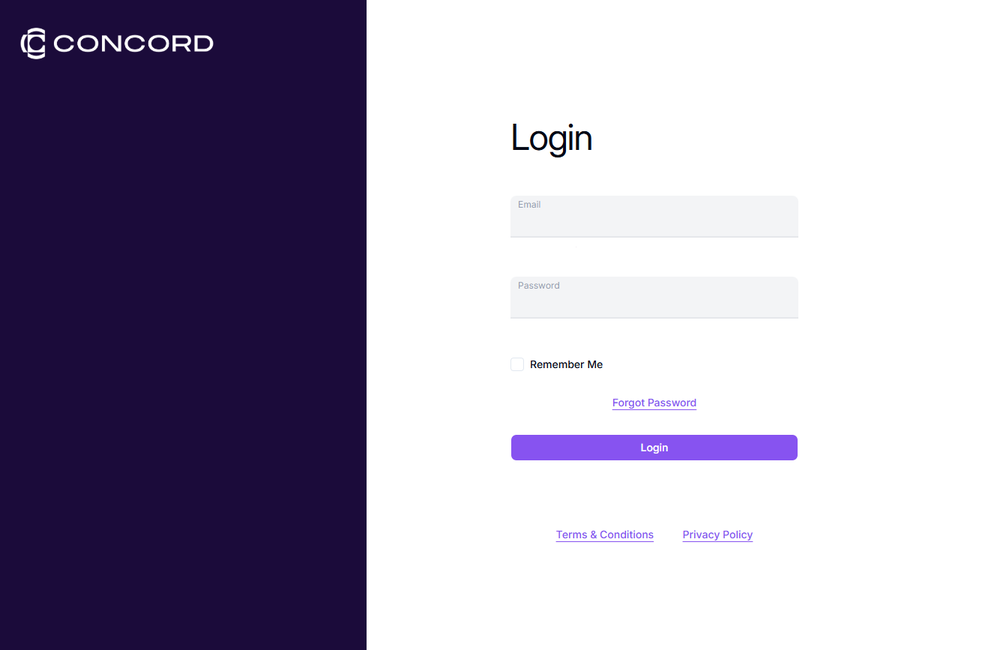 ConcordLink login screen