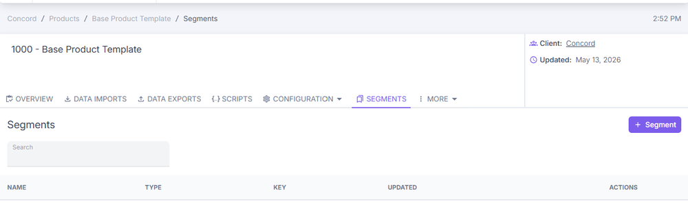 Segments page