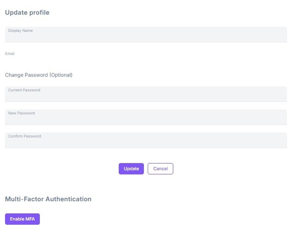 Update profile page